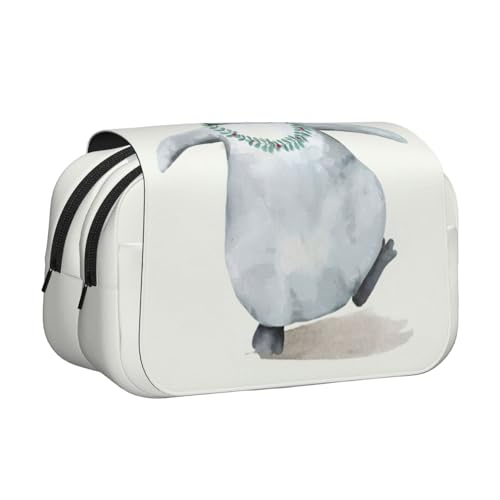 KAPPTYY Federmäppchen mit Pinguin mit Blumendruck, praktische Aufbewahrungsbox für Aquarellstifte oder Marker, Schwarz , Einheitsgröße, Taschen-Organizer von KAPPTYY