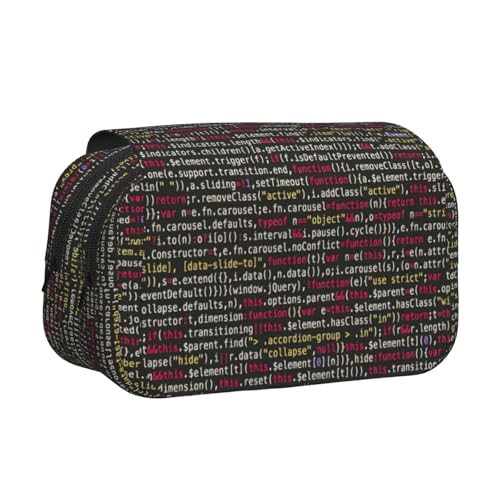 KAPPTYY Federmäppchen mit Programmiercode-Druck für Bleistifte, praktische Aufbewahrungsbox für Aquarellstifte oder Marker, Schwarz , Einheitsgröße, Taschen-Organizer von KAPPTYY
