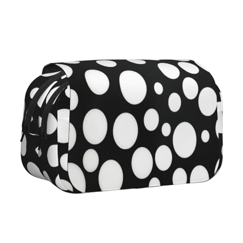 KAPPTYY Federmäppchen mit Punktemuster, praktische Aufbewahrungsbox für Aquarellstifte oder Marker, Schwarz und Weiß, Schwarz , Einheitsgröße, Taschen-Organizer von KAPPTYY