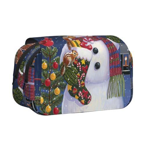 KAPPTYY Federmäppchen mit Schneemann-Motiv, praktische Aufbewahrungsbox für Aquarellstifte oder Marker, Schwarz , Einheitsgröße, Taschen-Organizer von KAPPTYY