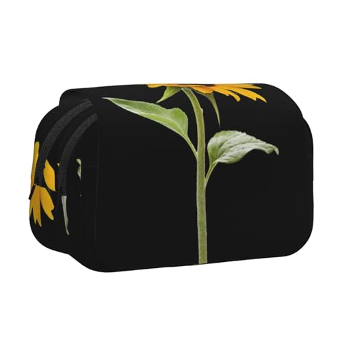 KAPPTYY Federmäppchen mit Sonnenblumen-Aufdruck für Bleistifte, praktische Aufbewahrungsbox für Aquarellstifte oder Marker, Schwarz , Einheitsgröße, Taschen-Organizer von KAPPTYY