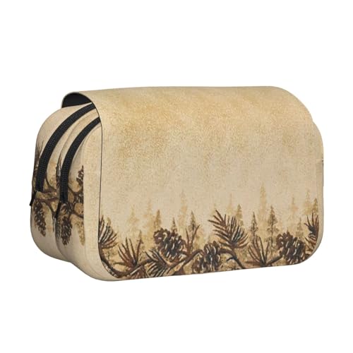 KAPPTYY Federmäppchen mit Tannenzapfen-Bordüre, praktische Aufbewahrungsbox für Aquarellstifte oder Marker, Schwarz , Einheitsgröße, Taschen-Organizer von KAPPTYY