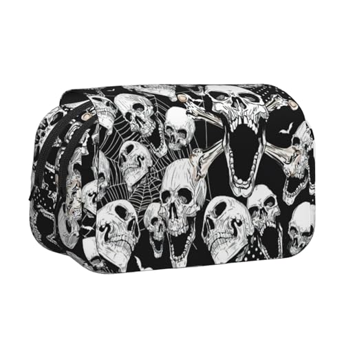 KAPPTYY Federmäppchen mit Totenkopf-Hintergrund, praktische Aufbewahrungsbox für Aquarellstifte oder Marker, Schwarz , Einheitsgröße, Taschen-Organizer von KAPPTYY