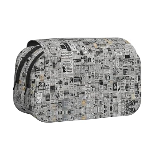 KAPPTYY Federmäppchen mit Zeitungsdruck, praktische Aufbewahrungsbox für Aquarellstifte oder Marker, Schwarz , Einheitsgröße, Taschen-Organizer von KAPPTYY