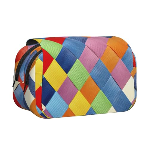 KAPPTYY Federmäppchen mit buntem Karomuster, praktische Aufbewahrungsbox für Aquarellstifte oder Marker, Schwarz , Einheitsgröße, Taschen-Organizer von KAPPTYY