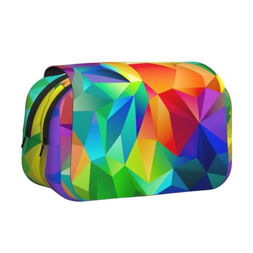 KAPPTYY Federmäppchen mit geometrischem Regenbogen-Druck für Bleistifte, praktische Aufbewahrungsbox für Aquarellstifte oder Marker, Schwarz , Einheitsgröße, Taschen-Organizer von KAPPTYY