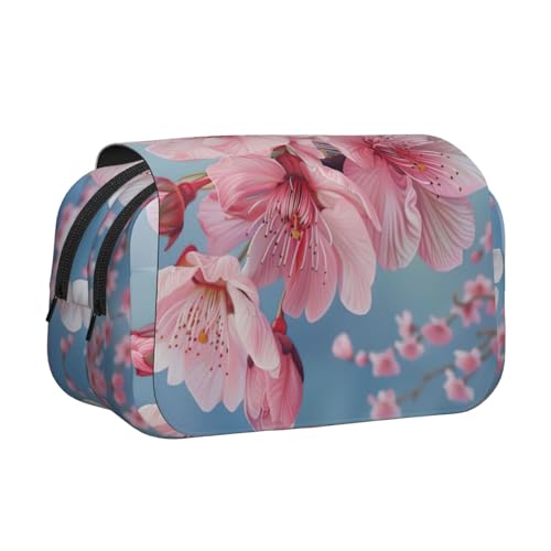 KAPPTYY Federmäppchen mit japanischem Kirschblumen-Druck, praktische Aufbewahrungsbox für Aquarellstifte oder Marker, Schwarz , Einheitsgröße, Taschen-Organizer von KAPPTYY
