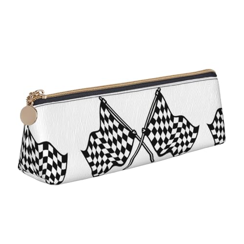 KAPPTYY Federmäppchen mit karierter Flagge, große Öffnung, leicht, geräumig, Federmäppchen, Reißverschluss, Schreibwarenbeutel, weiß, Einheitsgröße, Taschen-Organizer von KAPPTYY