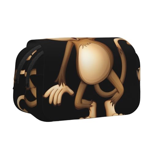 KAPPTYY Federmäppchen mit niedlichem Affendruck, praktische Aufbewahrungsbox für Aquarellstifte oder Marker, Schwarz , Einheitsgröße, Taschen-Organizer von KAPPTYY