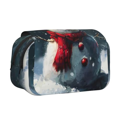 KAPPTYY Federmäppchen mit niedlichem Schneemann-Druck, praktische Aufbewahrungsbox für Aquarellstifte oder Marker, Schwarz , Einheitsgröße, Taschen-Organizer von KAPPTYY