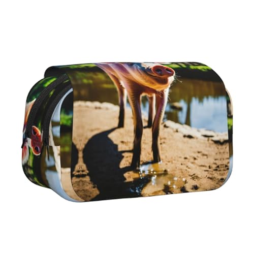 KAPPTYY Federmäppchen mit niedlichem Schweine-Druck für Bleistifte, praktische Aufbewahrungsbox für Aquarellstifte oder Marker, Schwarz , Einheitsgröße, Taschen-Organizer von KAPPTYY