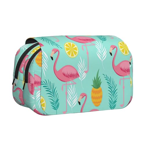 KAPPTYY Federmäppchen mit pinkem Flamingo-Druck, praktische Aufbewahrungsbox für Aquarellstifte oder Marker, Schwarz , Einheitsgröße, Taschen-Organizer von KAPPTYY
