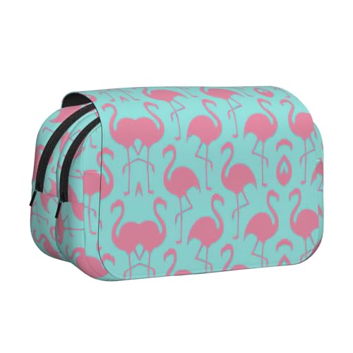 KAPPTYY Federmäppchen mit pinkem Flamingo-Druck, praktische Aufbewahrungsbox für Aquarellstifte oder Marker, Schwarz , Einheitsgröße, Taschen-Organizer von KAPPTYY