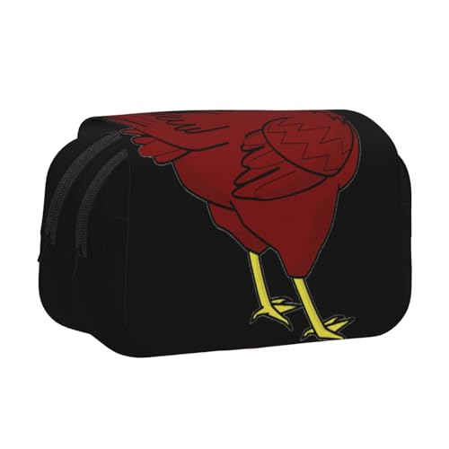 KAPPTYY Federmäppchen mit rotem Huhn-Aufdruck, praktische Aufbewahrungsbox für Aquarellstifte oder Marker, Schwarz , Einheitsgröße, Taschen-Organizer von KAPPTYY