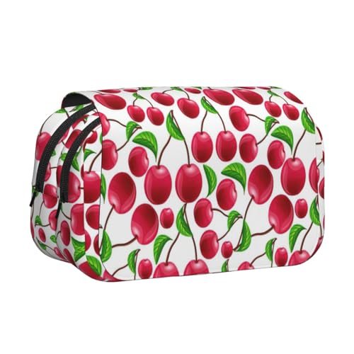 KAPPTYY Federmäppchen mit rotem Kirschenmotiv, praktische Aufbewahrungsbox für Aquarellstifte oder Marker, Schwarz , Einheitsgröße, Taschen-Organizer von KAPPTYY