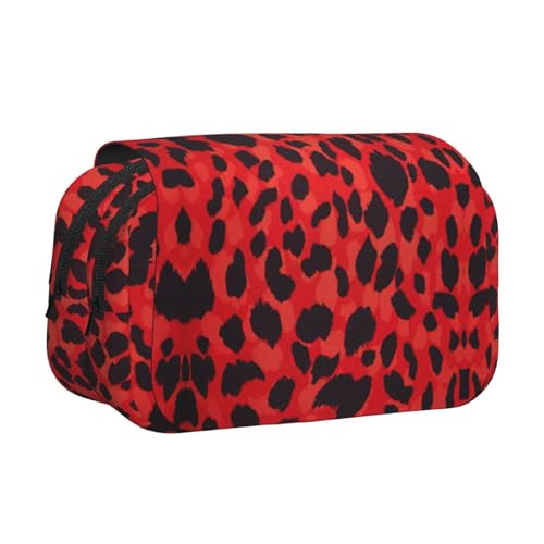 KAPPTYY Federmäppchen mit rotem Leopardenmuster, praktische Aufbewahrungsbox für Aquarellstifte oder Marker, Schwarz , Einheitsgröße, Taschen-Organizer von KAPPTYY