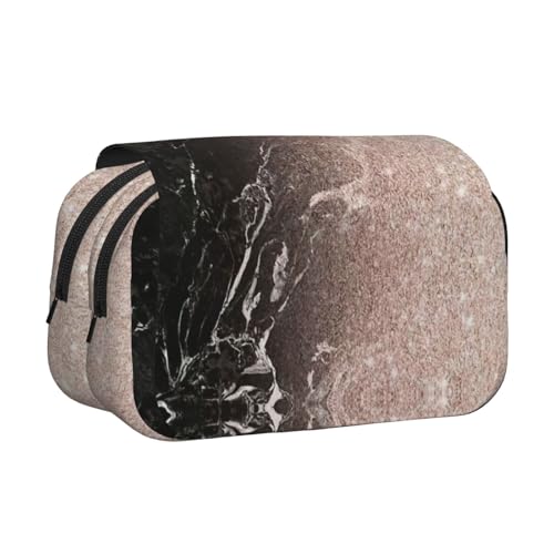 KAPPTYY Federmäppchen mit rotgoldenem Aufdruck in Marmorfarbe, praktische Aufbewahrungsbox für Aquarellstifte oder Marker, Schwarz , Einheitsgröße, Taschen-Organizer von KAPPTYY