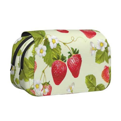 KAPPTYY Federmäppchen mit schönem Erdbeerdruck, praktische Aufbewahrungsbox für Aquarellstifte oder Marker, Schwarz , Einheitsgröße, Taschen-Organizer von KAPPTYY