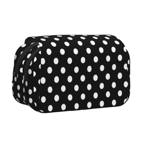 KAPPTYY Federmäppchen mit schwarz-weißem Punktemuster für Bleistifte, praktische Aufbewahrungsbox für Aquarellstifte oder Marker, Schwarz , Einheitsgröße, Taschen-Organizer von KAPPTYY