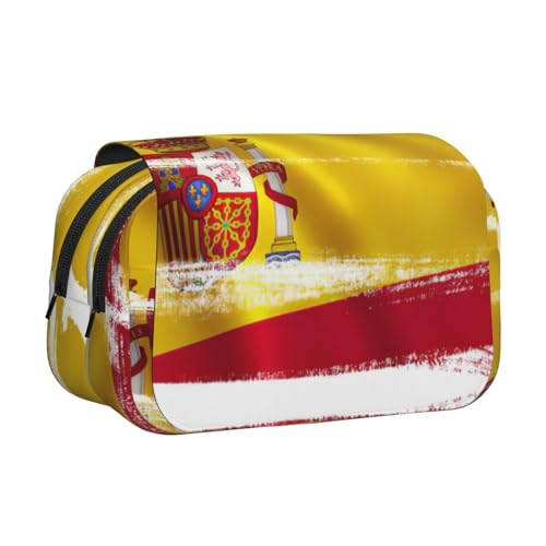 KAPPTYY Federmäppchen mit spanischer Flagge, praktische Aufbewahrungsbox für Aquarellstifte oder Marker, Schwarz , Einheitsgröße, Taschen-Organizer von KAPPTYY