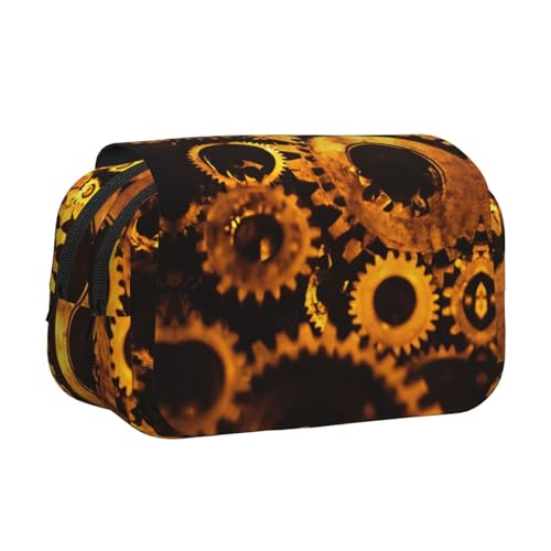 KAPPTYY Gears Clock Federmäppchen für Bleistifte, handliche Aufbewahrungsbox für Aquarellstifte oder Marker, Bronzefarben, Schwarz , Einheitsgröße, Taschen-Organizer von KAPPTYY