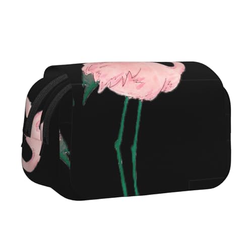 KAPPTYY Handbemaltes Federmäppchen mit Flamingo-Vogeldruck, praktische Aufbewahrungsbox für Aquarellstifte oder Marker, Schwarz , Einheitsgröße, Taschen-Organizer von KAPPTYY