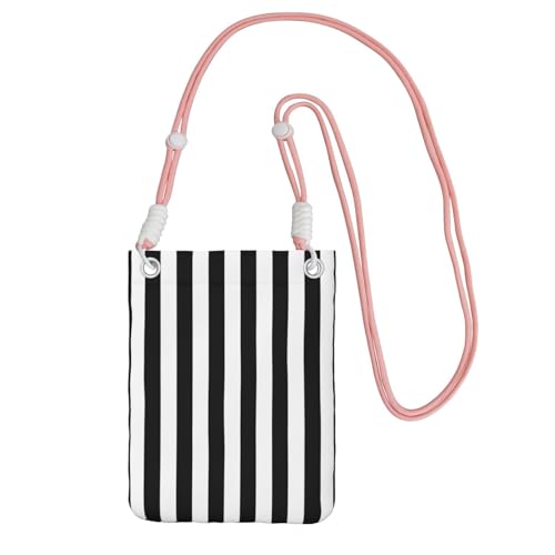 KAPPTYY Handytasche mit schwarz-weißem Streifendruck, universelle Outdoor-Handytasche, Gadget-Tasche, geeignet für jedes Handy, rose, Einheitsgröße von KAPPTYY