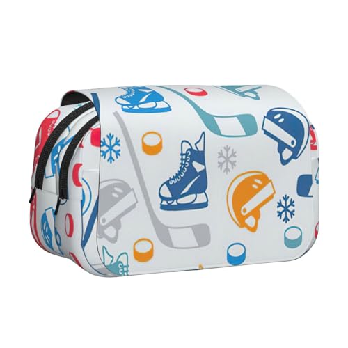 KAPPTYY Hockey Elements Federmäppchen mit kreativem Muster, praktische Aufbewahrungsbox für Aquarellstifte oder Marker, Schwarz , Einheitsgröße, Taschen-Organizer von KAPPTYY