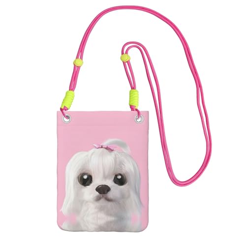 KAPPTYY Hübsche Malteser-Hund-Druck-Handytasche, universelle Outdoor-Handytasche, Gadget-Tasche, geeignet für jedes Handy, Fuchusia, Einheitsgröße von KAPPTYY