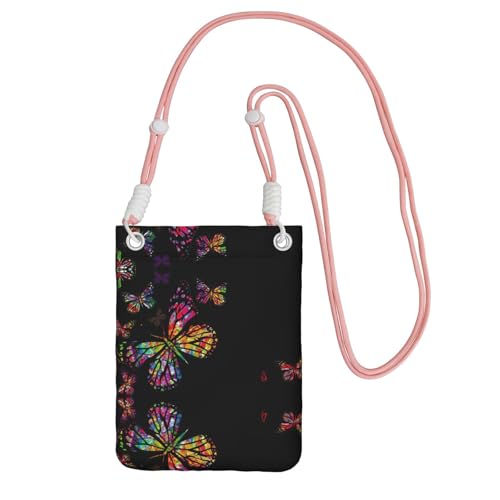 KAPPTYY Hübscher Schmetterlings-Druck, modische Handytasche, universelle Outdoor-Handytasche, Gadget-Tasche, geeignet für jedes Handy, rose, Einheitsgröße von KAPPTYY