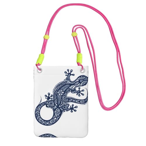 KAPPTYY Illustration Gecko-Druck, modische Handytasche, universelle Outdoor-Handytasche, Gadget-Tasche, geeignet für jedes Handy, Fuchusia, Einheitsgröße von KAPPTYY