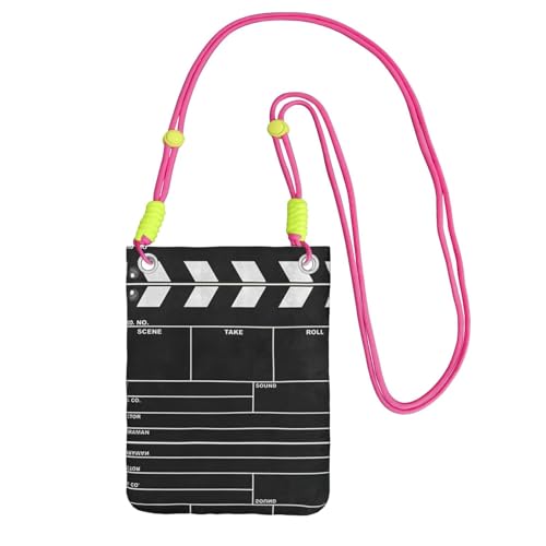 KAPPTYY Klassische Filmschindeltasche, schwarzer Druck, modische Handytasche, universelle Outdoor-Handytasche, Gadget-Tasche, geeignet für jedes Handy, Fuchusia, Einheitsgröße von KAPPTYY