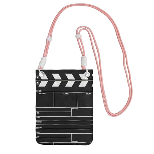 KAPPTYY Klassische Filmschindeltasche, schwarzer Druck, modische Handytasche, universelle Outdoor-Handytasche, Gadget-Tasche, geeignet für jedes Handy, rose, Einheitsgröße von KAPPTYY