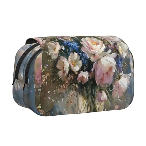 KAPPTYY Leichtes Federmäppchen mit romantischem Blumendruck, praktische Aufbewahrungsbox für Aquarellstifte oder Marker, Schwarz , Einheitsgröße, Taschen-Organizer von KAPPTYY