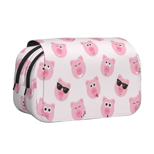 KAPPTYY Lustiges Federmäppchen mit pinkem Schweinegesicht für Bleistifte, praktische Aufbewahrungsbox für Aquarellstifte oder Marker, Schwarz , Einheitsgröße, Taschen-Organizer von KAPPTYY