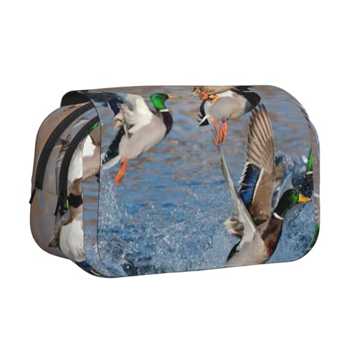 KAPPTYY Mallard Ducks Federmäppchen für Bleistifte, praktische Aufbewahrungsbox für Aquarellstifte oder Marker, Schwarz , Einheitsgröße, Taschen-Organizer von KAPPTYY