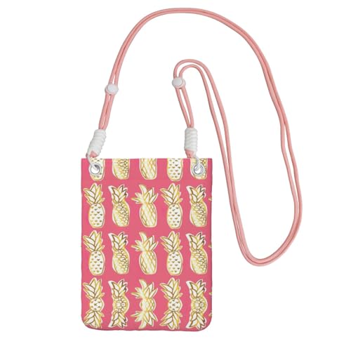 KAPPTYY Modische Handy-Tasche mit Ananas-Druck, universelle Outdoor-Handytasche, Gadget-Tasche, geeignet für jedes Handy, rose, Einheitsgröße von KAPPTYY