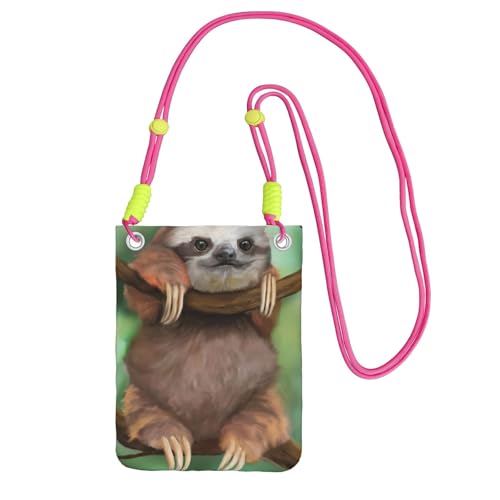 KAPPTYY Modische Handy-Tasche mit Faultierdruck, universelle Outdoor-Handytasche, Gadget-Tasche, geeignet für jedes Handy, Fuchusia, Einheitsgröße von KAPPTYY