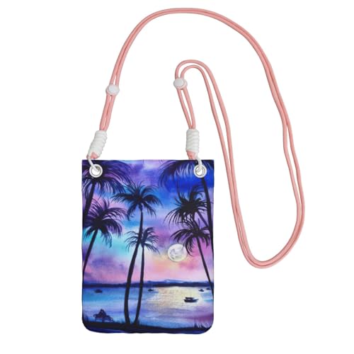 KAPPTYY Modische Handy-Tasche mit Palmenmuster, universelle Outdoor-Handytasche, Gadget-Tasche, geeignet für jedes Handy, rose, Einheitsgröße von KAPPTYY