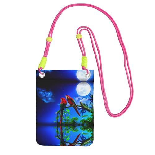 KAPPTYY Modische Handy-Tasche mit Papageien-Druck, universelle Outdoor-Handytasche, Gadget-Tasche, geeignet für jedes Handy, Fuchusia, Einheitsgröße von KAPPTYY
