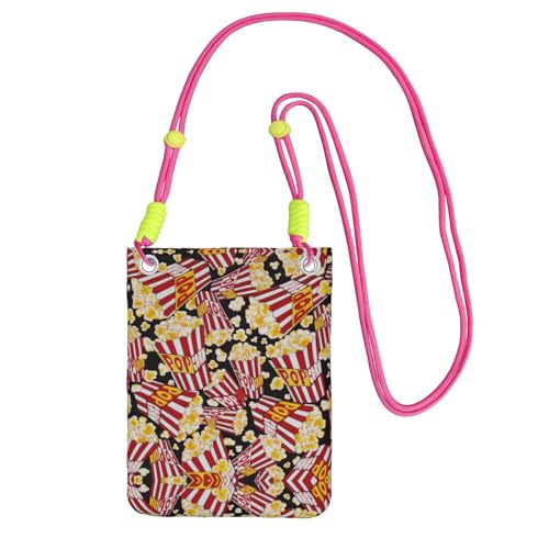 KAPPTYY Modische Handy-Tasche mit Popcorn-Druck, universelle Outdoor-Handytasche, Gadget-Tasche, geeignet für jedes Handy, Fuchusia, Einheitsgröße von KAPPTYY