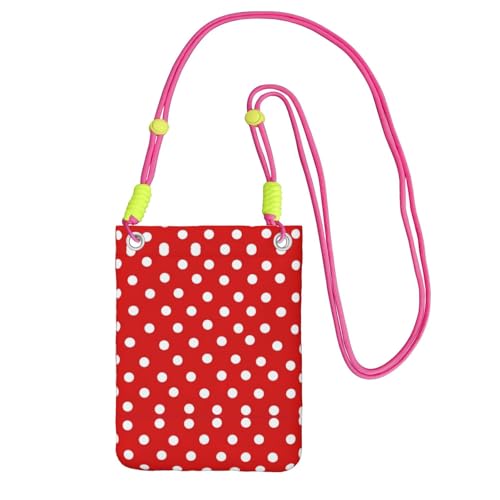 KAPPTYY Modische Handy-Tasche mit Punktemuster, universelle Outdoor-Handytasche, Gadget-Tasche, geeignet für jedes Handy, Fuchusia, Einheitsgröße von KAPPTYY