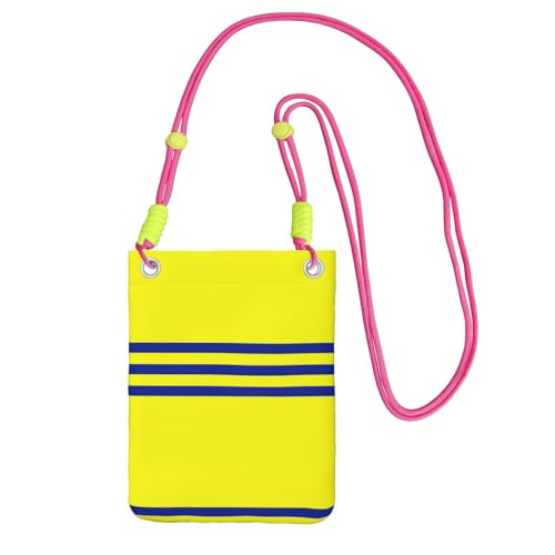 KAPPTYY Modische Handy-Tasche mit gelben und blauen Streifen, universelle Outdoor-Handytasche, Gadget-Tasche, geeignet für jedes Handy, Fuchusia, Einheitsgröße von KAPPTYY