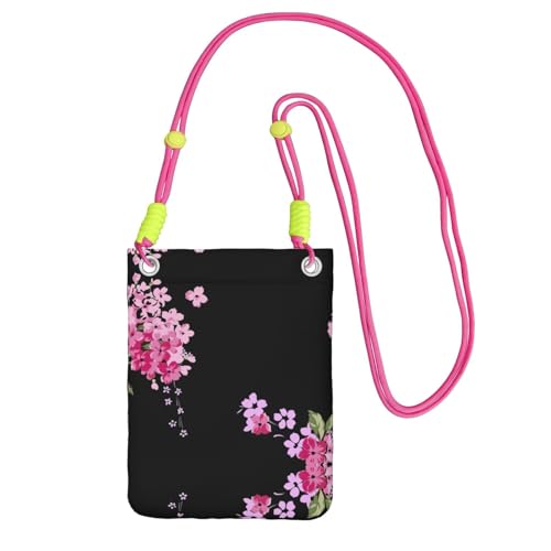 KAPPTYY Modische Handy-Tasche mit schönem Blumendruck, universelle Outdoor-Handytasche, Gadget-Tasche, geeignet für jedes Handy, Fuchusia, Einheitsgröße von KAPPTYY