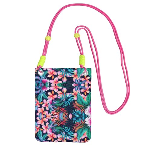 KAPPTYY Modische Handy-Tasche mit tropischem Blumendruck, universelle Outdoor-Handytasche, Gadget-Tasche, geeignet für jedes Handy, Fuchusia, Einheitsgröße von KAPPTYY