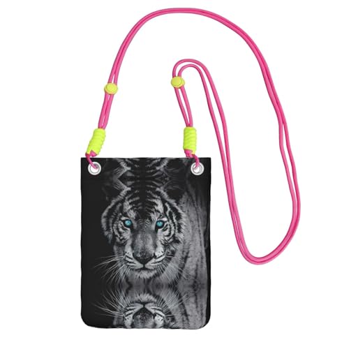 KAPPTYY Modische Handy-Tasche mit weißem Tiger-Druck, universelle Outdoor-Handytasche, Gadget-Tasche, geeignet für jedes Handy, Fuchusia, Einheitsgröße von KAPPTYY