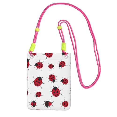 KAPPTYY Modische Handytasche, Marienkäfer-Druck, universelle Outdoor-Handytasche, Gadget-Tasche, geeignet für jedes Handy, Fuchusia, Einheitsgröße von KAPPTYY