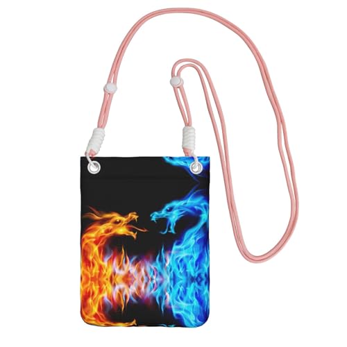 KAPPTYY Modische Handytasche, Motiv: Eis- und Feuerdrachen, universelle Outdoor-Handytasche, Gadget-Tasche, geeignet für jedes Handy, rose, Einheitsgröße von KAPPTYY