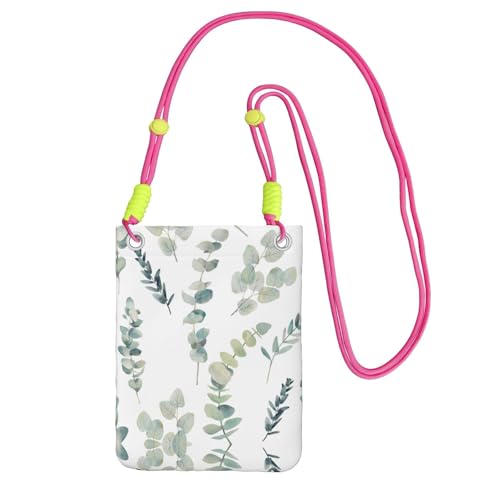 KAPPTYY Modische Handytasche, Motiv: Eukalyptusblätter, universelle Outdoor-Handytasche, Gadget-Tasche, geeignet für jedes Handy, Fuchusia, Einheitsgröße von KAPPTYY