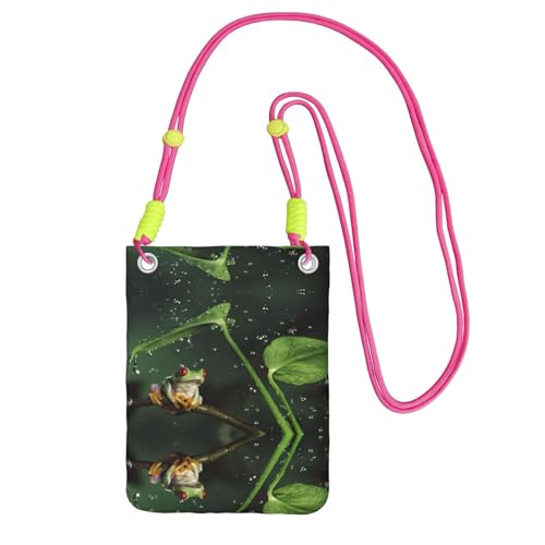 KAPPTYY Modische Handytasche, Motiv: Friedensbaum, Froschdruck, universelle Outdoor-Handytasche, Gadget-Tasche, geeignet für jedes Handy, Fuchusia, Einheitsgröße von KAPPTYY